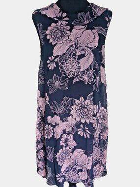 Connected Apparel Chiffon Sleeveless Floral Shift Dress Size 6